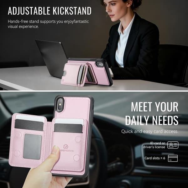 JEEHOOD Mobilskal till iPhone XS Max MagSafe Läder - Rosa Rosa