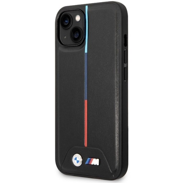 BMW iPhone 15/14/13 matkapuhelinkotelo M tikattu kolmivärinen - musta
