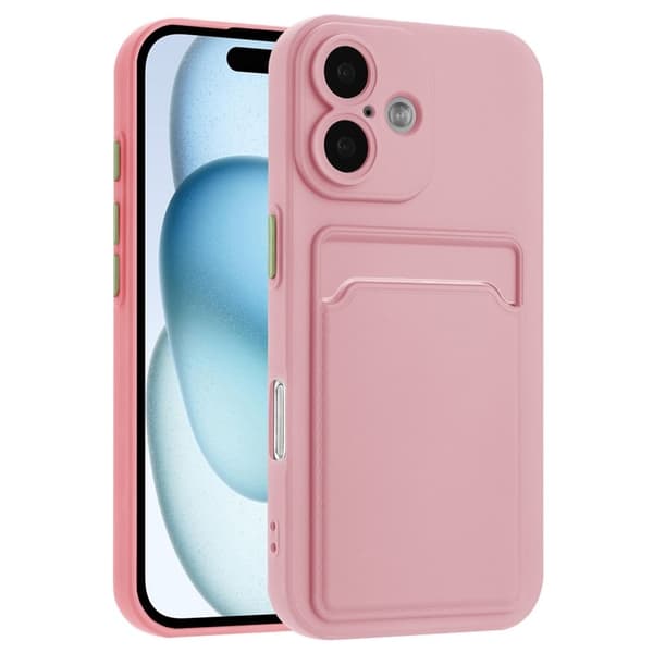 Mobilskal till iPhone 16 Plus Korthållare TPU - Rosa Rosa