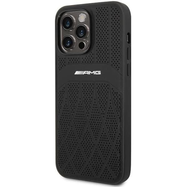 AMG Mobilskal till iPhone 14 Pro Magsafe Läder Curved Lines Svart