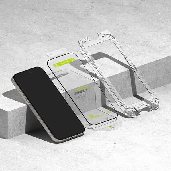 [2-Pack] Ringke iPhone 16 Pro Max Härdat glas Skärmskydd Easy Slide - Svart Svart