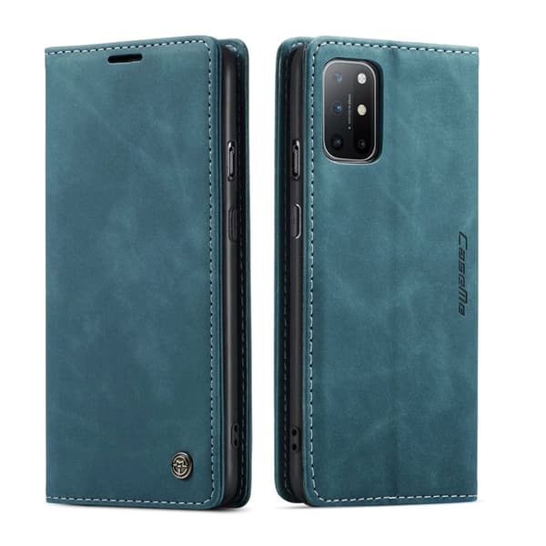 CASEME 013 Auto-absorberande Konstläderplånboksfodral OnePlus 8T Blå