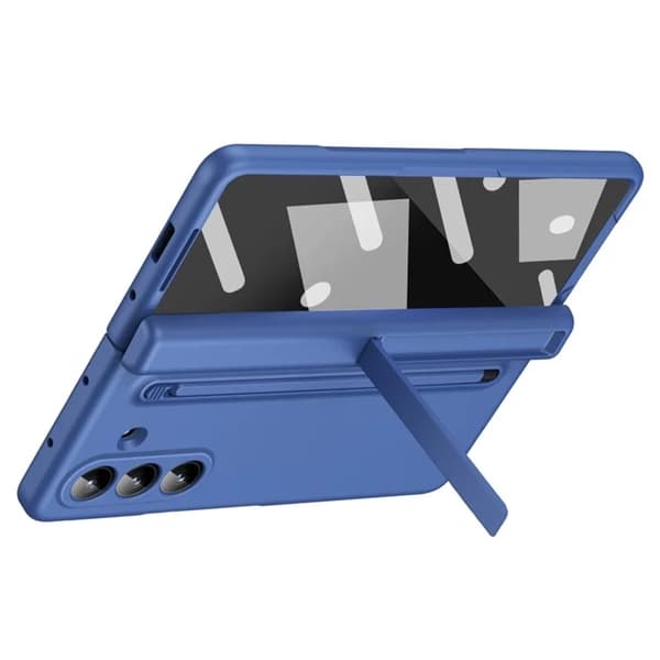 Mobilskal till Galaxy Z Fold7 Kickstand med Stylus och Härdat Glas - Blå Blå