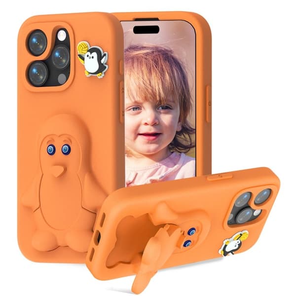 Penguin Mobilskal till iPhone 15 Pro Kickstand Stöttålig EVA - Orange