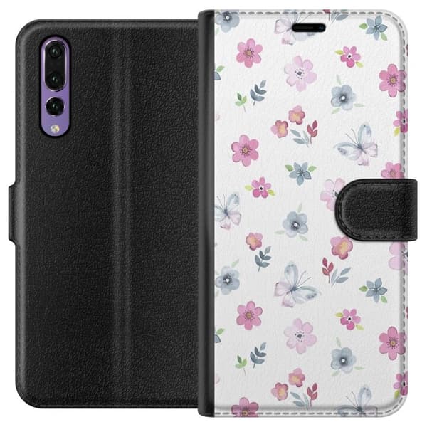 Pungcover til Huawei P20 Pro med Blomster og sommerfugle