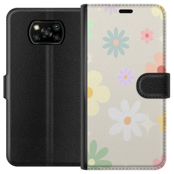 Plånboksfodral till Xiaomi Poco X3 NFC med fejdande blommor