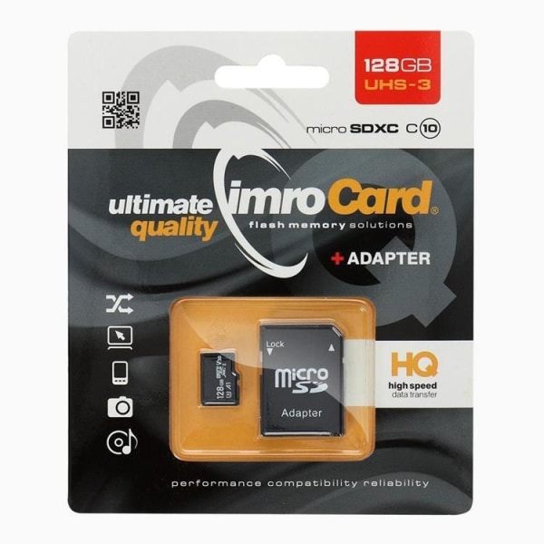 Imro Hukommelseskort MicroSD 128GB med Adapter UHS 3