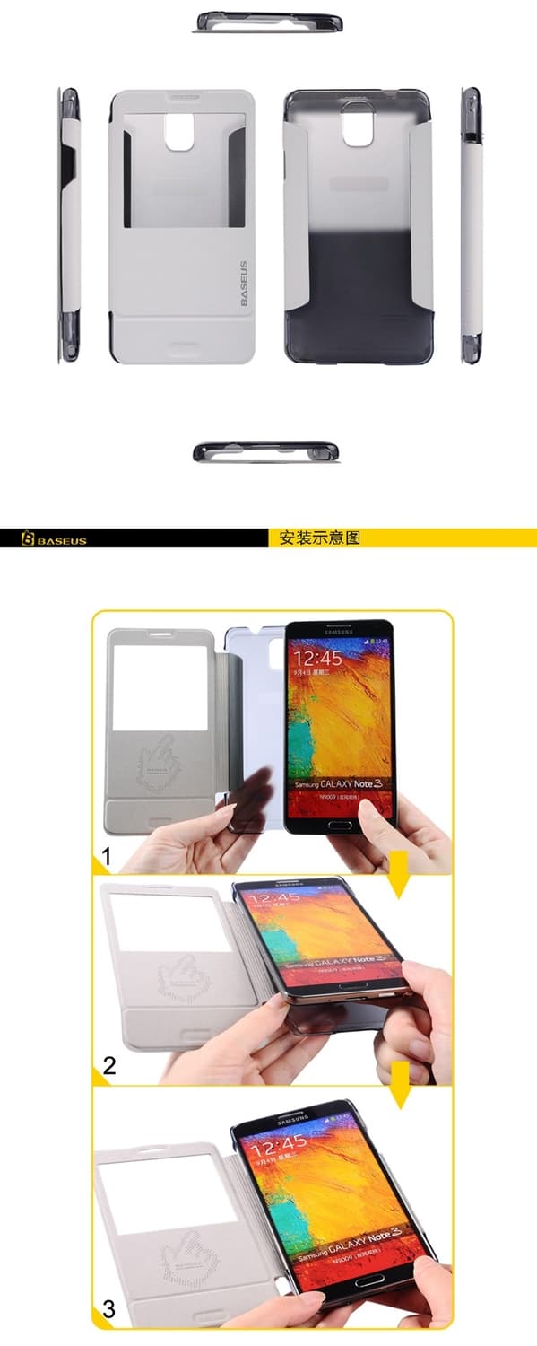 BASEUS Folio-kotelo Samsung Galaxy Note 3 N9000:lle (turkoosi) Turkos