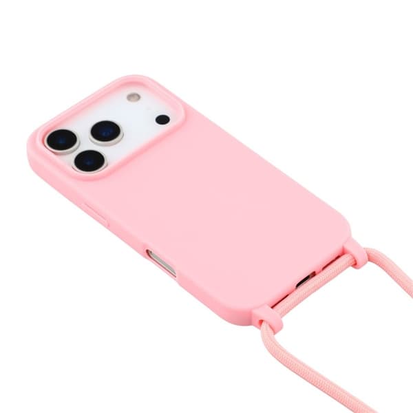 Mobilskal till iPhone 17 Pro Max TPU Shockproof med Lanyard - Rosa Rosa