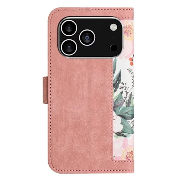 iPhone 17 Pro Plånboksfodral Floral Konstläder - Rosa Rosa