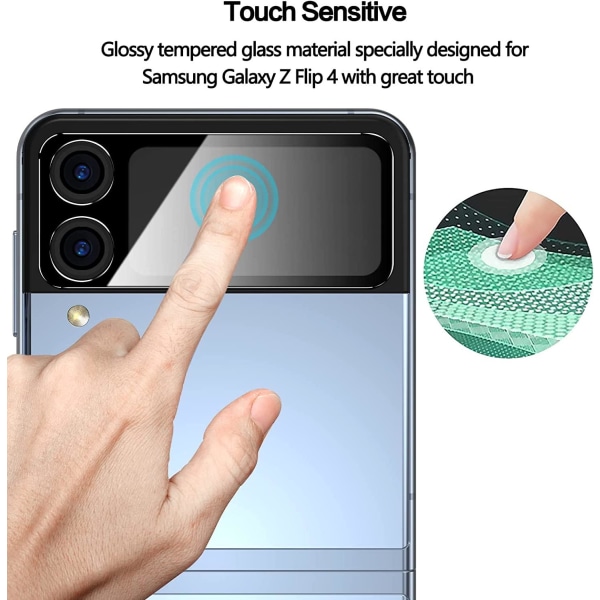 [2-Pack] Galaxy Z Flip 4 HD-kameralinsebeskytter i hærdet glas