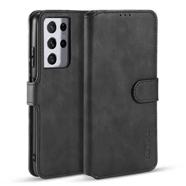 DG.MING Retro Plånboksfodral Konstläder för Samsung Galaxy S21 Ultra - Svart