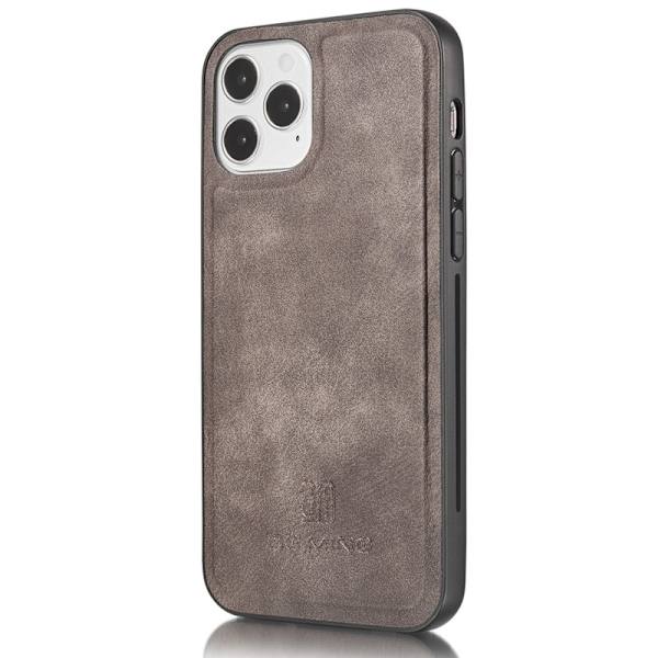 DG.MING iPhone 13 Äkta Läder Plånboksfodral Full Protection Grå 2-i-1 Läder