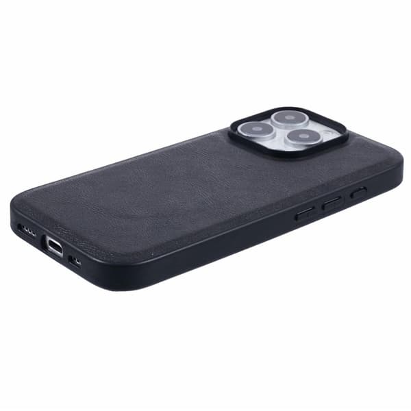 X-LEVEL Bojue-3 Mobilskal till iPhone 16 Pro Max MagSafe Läder Svart