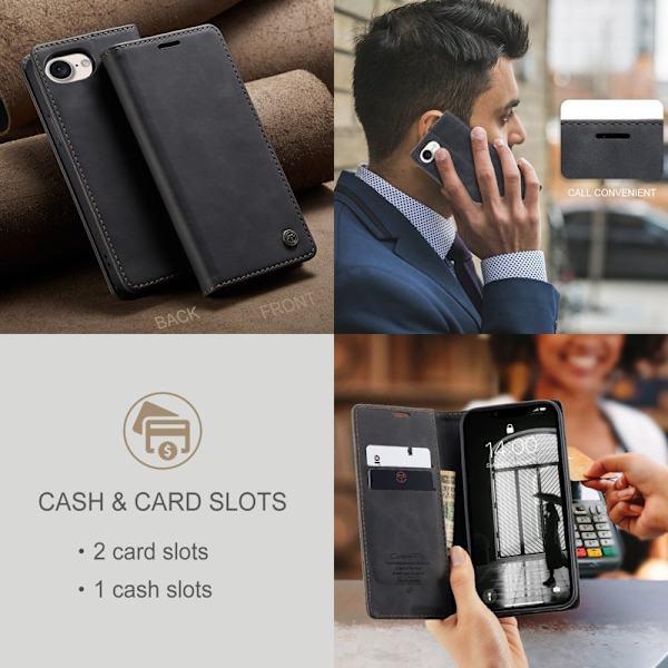 CASEME 013 iPhone 16e Case Plånboksfodral Konstläder - Svart