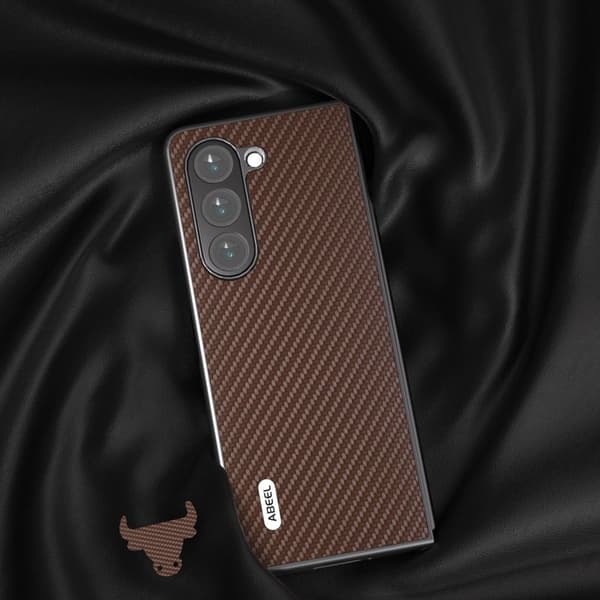 ABEEL Mobilskal till Samsung Galaxy Z Fold6 5G Kolfiber Textur Brun