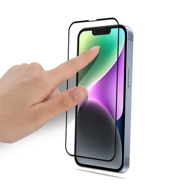 Mocolo iPhone 15 Plus karkaistu lasinen näytönsuoja silkkipainatuksella - Musta Black