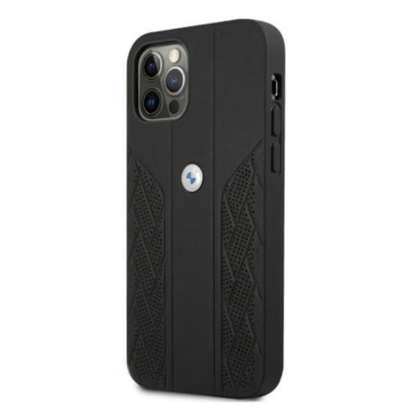 BMW Läder Curve Perforate Skal iPhone 12 / 12 Pro - Musta Black