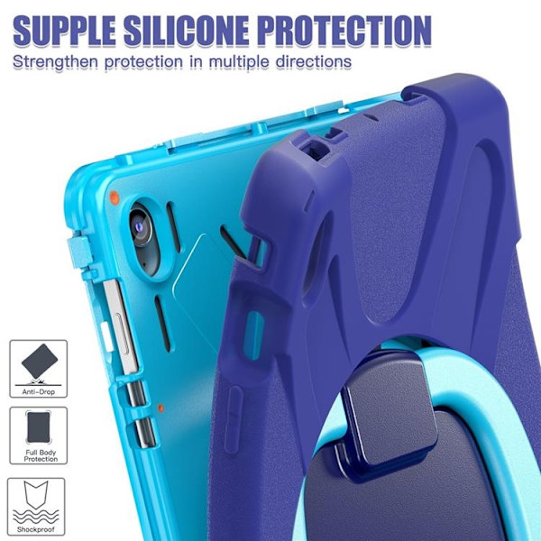 Mobilskal till Galaxy Tab S10 FE Plus Kickstand Handle Grip - Blå Blå