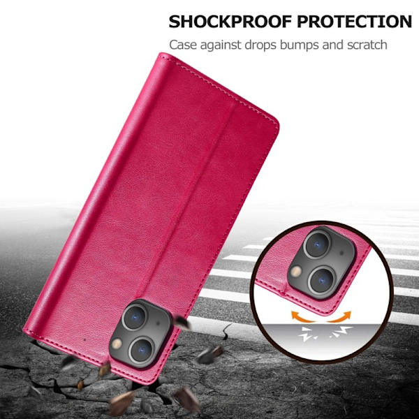 LC.IMEEKE iPhone 15 Plånboksfodral Drop Resistant Konstläder - Rosa