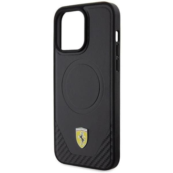Ferrari iPhone 15 Pro Mobilskal Magsafe Carbon Metal Logo Black