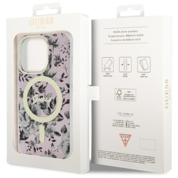 Guess Mobilskal till iPhone 14 Pro Max MagSafe Flower - Rosa Rosa