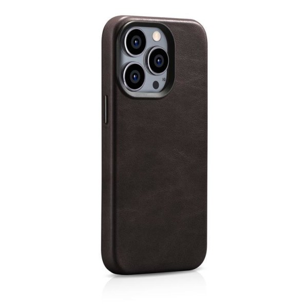 iCarer iPhone 14 Pro Case Magsafe aito nahka öljyvaha - tummanruskea