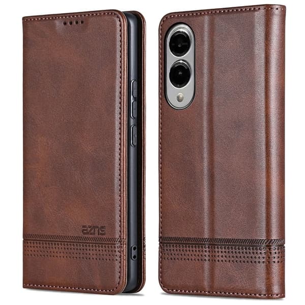 AZNS Samsung Galaxy S25 Edge Plånboksfodral Konstläder - Brun