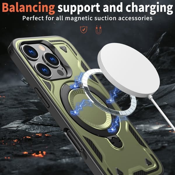 iPhone 16 Pro Max Skal Plast Militärt Skydd - Olivgrön