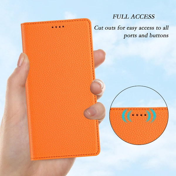 OnePlus 15 Plånboksfodral RFID-Skydd Litchi Konstläder Orange