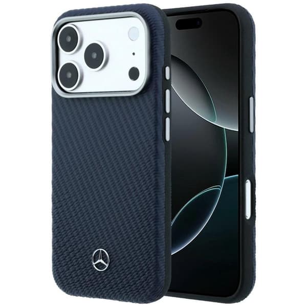 Mercedes Mobilskal för iPhone 17 Pro Max MagSafe Läder Wood Effect - Marinblå