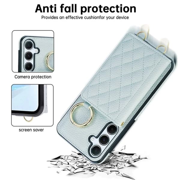Mobilskal till Galaxy S25 Plus/S24 Plus Korthållare Kickstand Rhombus - Blå Blå