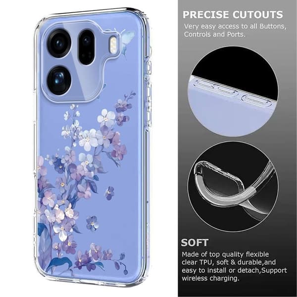 Mobilskal till Oppo Find X9 Pro 5G Plast Blommönster - Violett