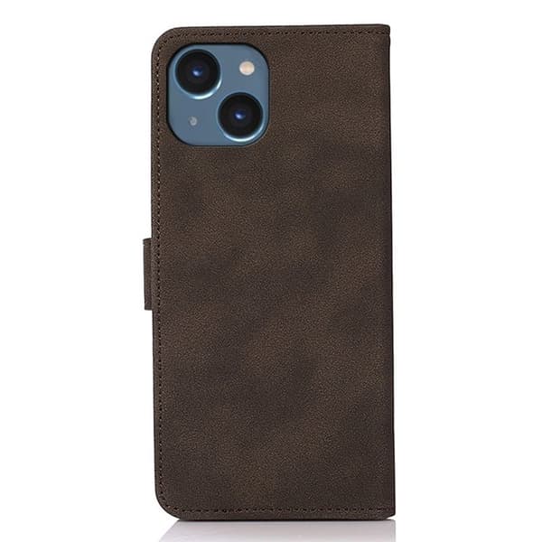 KHAZNEH iPhone 15 Plånboksfodral Anti-Dust TextuRöd Konstläder - Brun