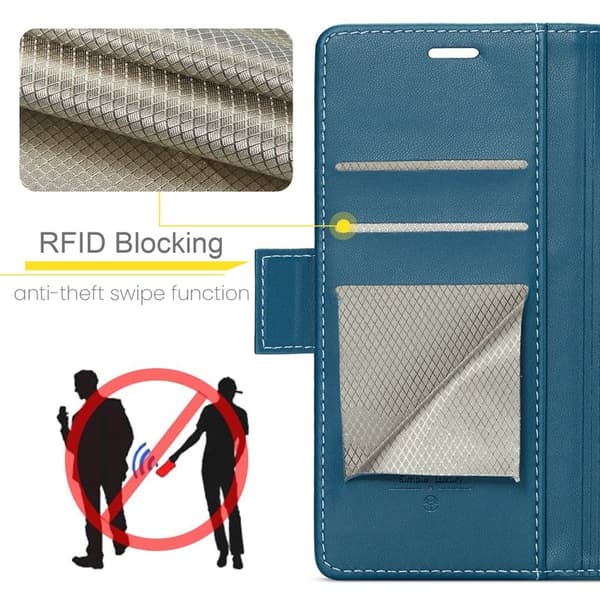 CASEME Samsung Galaxy S25 Ultra Plånboksfodral Konstläder RFID-Skydd Blå