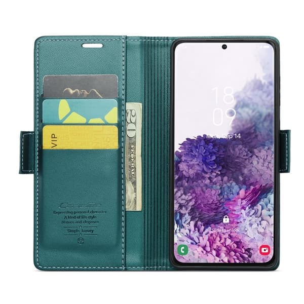 CASEME Plånboksfodral Konstläder för Samsung Galaxy S20 4G/5G - Grön