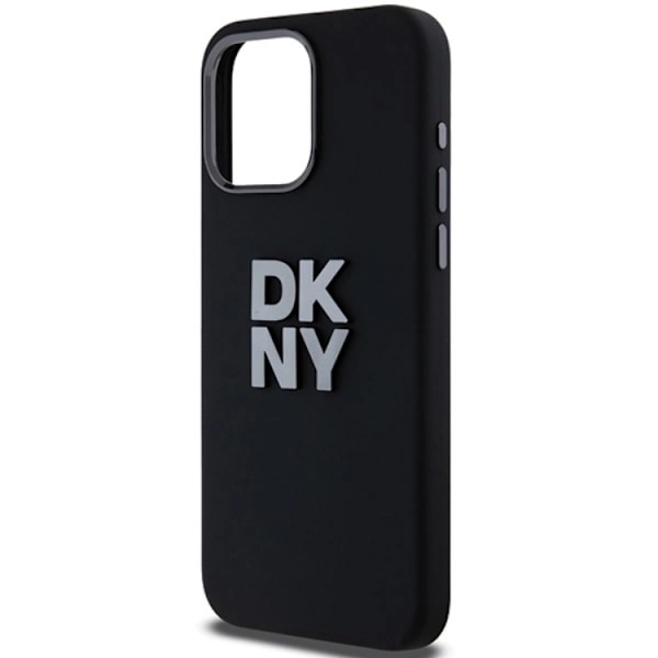 DKNY iPhone 15 Pro Max Mobilskal Liquid Silikon Metal Logo Svart