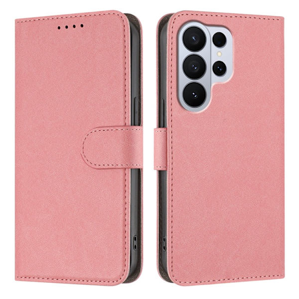 Galaxy S26 Ultra Plånboksfodral Solid Color Konstläder - Rosa Rosa
