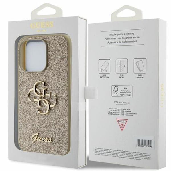 Guess Mobilskal till iPhone 15 Pro Glitter Script Big - Guld Guld