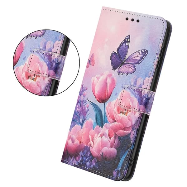 Sony Xperia 1 VII Konstläder Plånboksfodral Pattern Printing - Rosa Flower Rosa