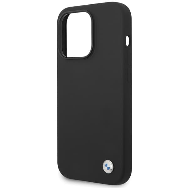 BMW telefontaske til iPhone 15 Pro Max MagSafe silikone metal logo - sort