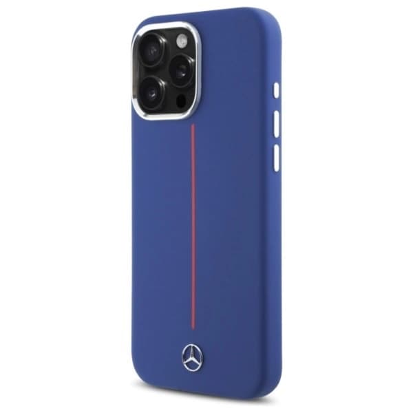 Mercedes telefontaske til iPhone 16 Pro Max MagSafe silikone rød stribe - blå Blå