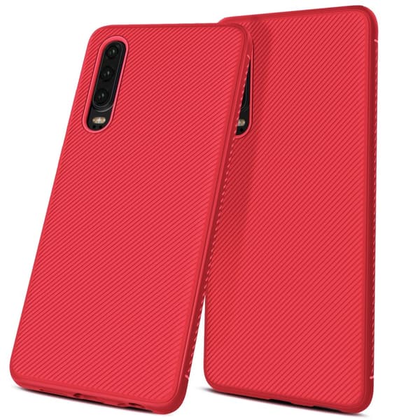 Twill Texture Flexicase -kotelo Huawei P30 - Punainen Red