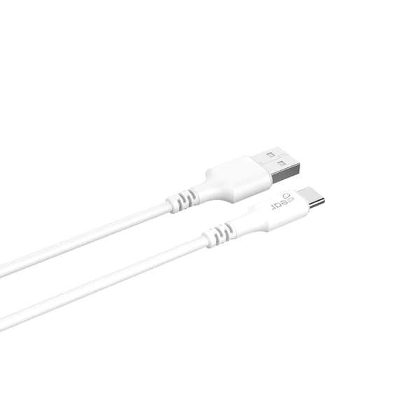 GEAR Laddkabel USB-C till USB-A kabel 2.0 2m Vit gen2 Rund Vit