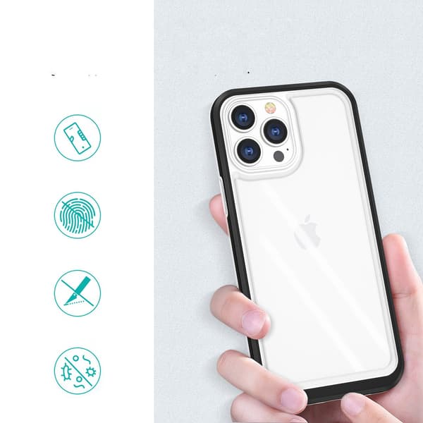 iPhone 12 Pro Max -kuori Clear 3in1 - Musta Black