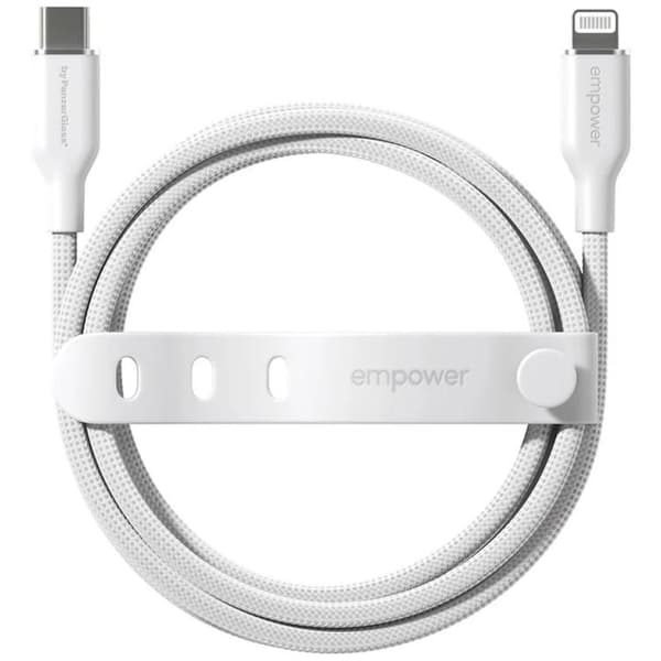 Empower by PanzerGlass USB-C till Lightning 60W Kabel 1.2m Racing - Vit Vit