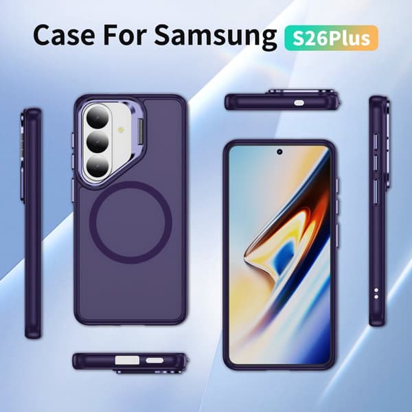 Mobilskal för Samsung Galaxy S26 Plus Magnetiskt Kickstand PC + TPU - Mörklila