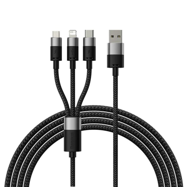 Baseus 3-i-1 USB-C/Lightning/Micro-USB-kabel 1,2 m - Sort