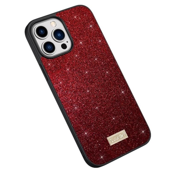 SULADA iPhone 15 Pro Max Mobilcover Glitter Sequins - Rød