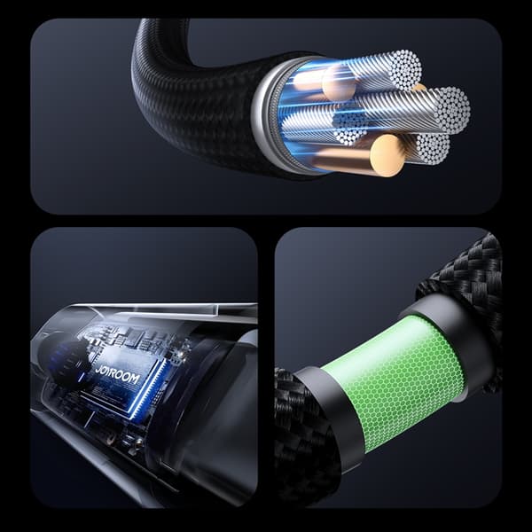 Joyroom USB-A - USB-C kabel 66W 1.2m med Display - Svart Vit